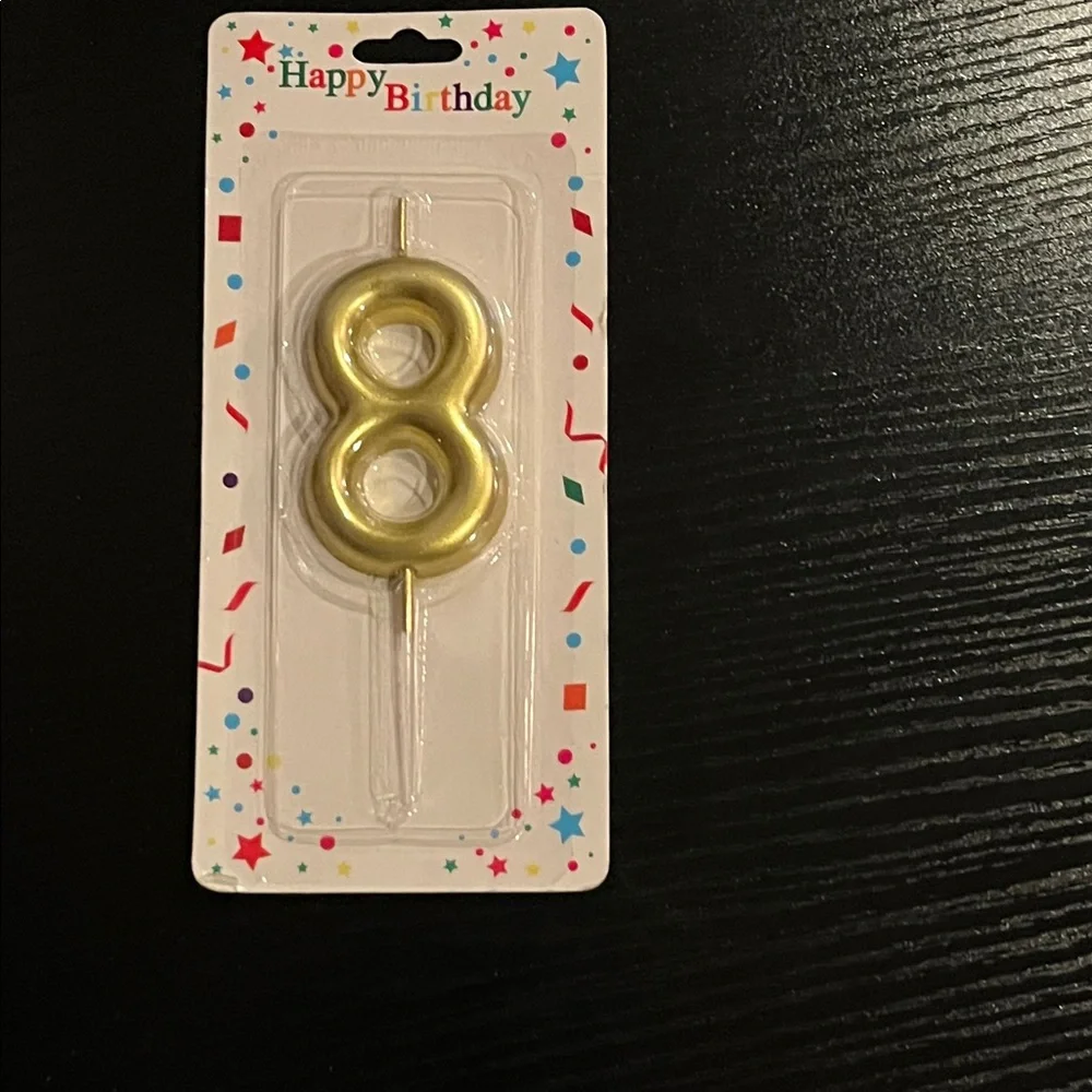 Gold Number 8 Birthday Candle New